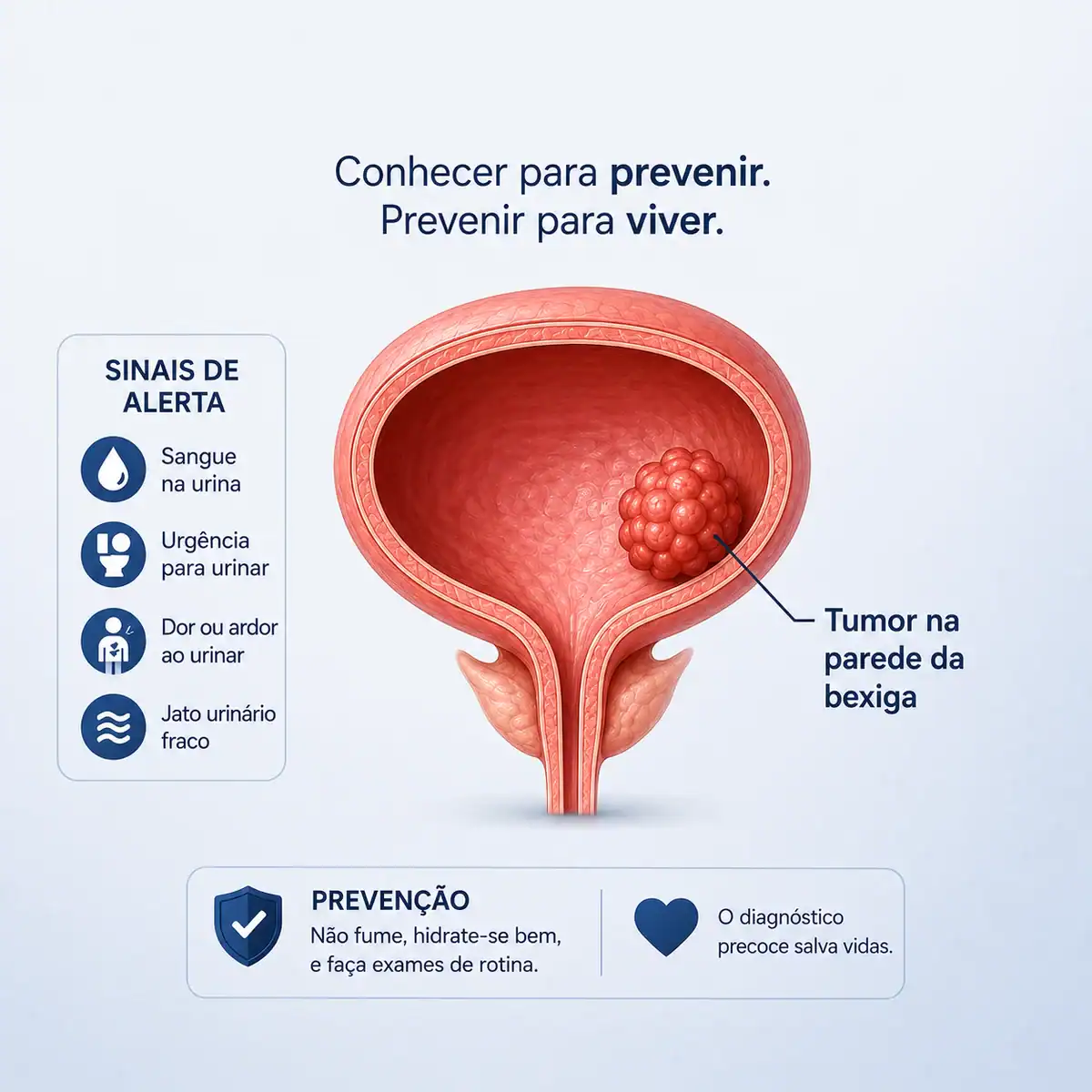 Ilustração médica destacando o tumor de bexiga — Dr. Carlos Biojone, Urologista em Brasília