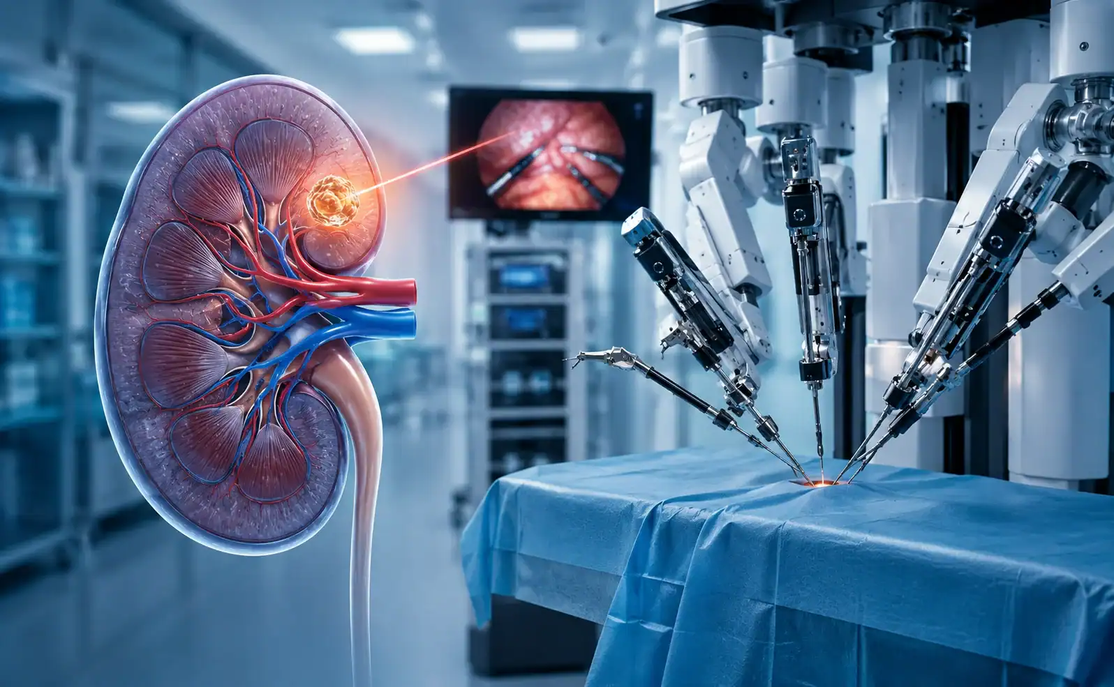 Procedimento de Nefrectomia Parcial Robótica utilizando o sistema Da Vinci para preservação da função renal em Brasília.